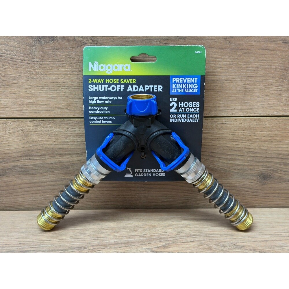 Niagara Hose Splitter 2-Way Garden Faucet w/ Shut Off Valves